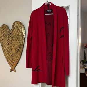 Frank Lyman Design Red Cardigan with Black Accents